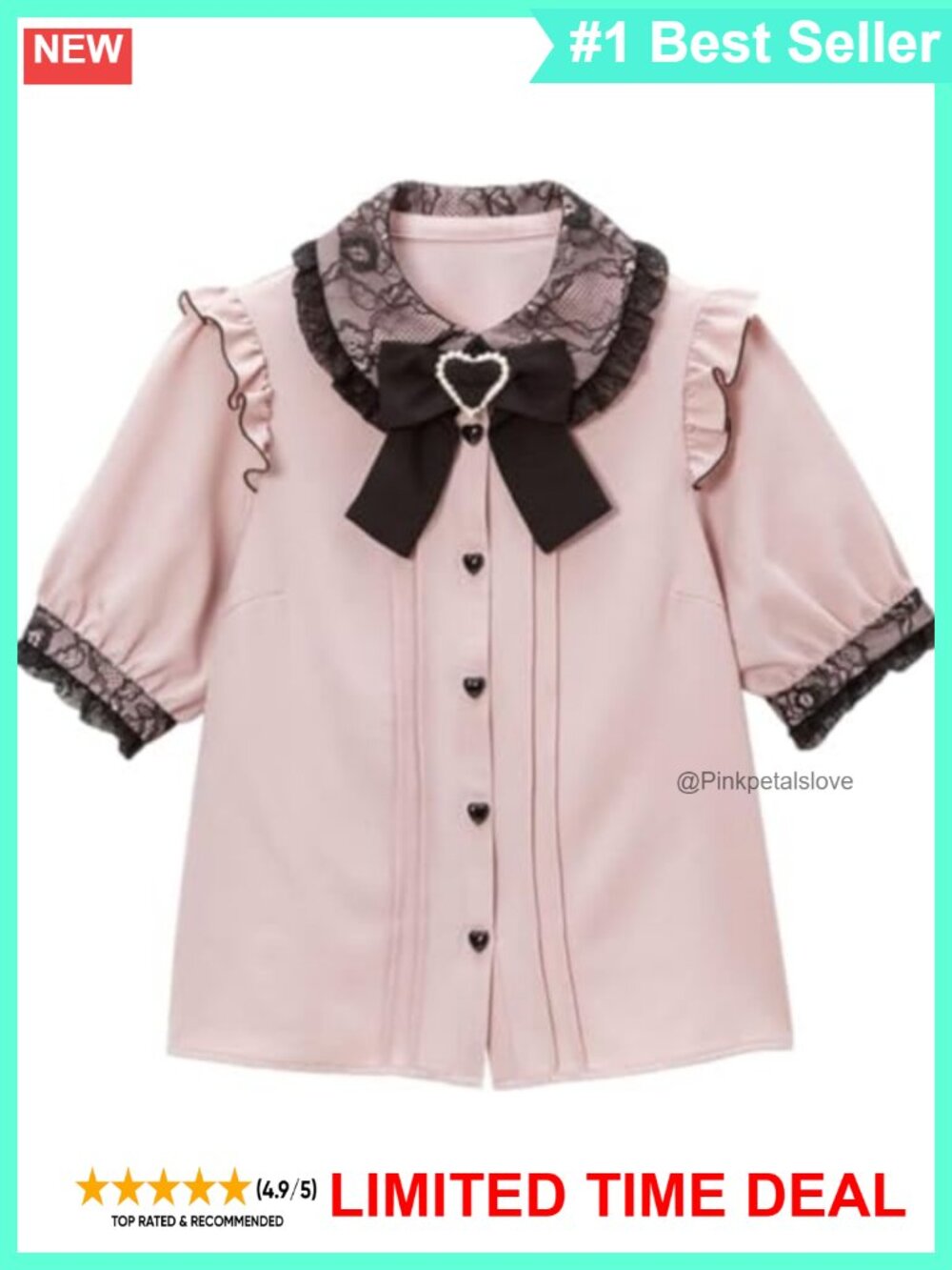 Lolita Lace Blouse Puff Sleeve Gothic Kawaii Ruffle Top with Bow